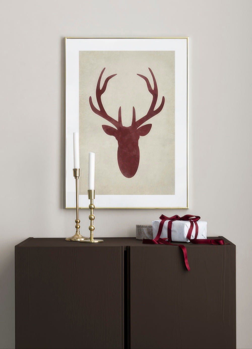 Watercolor Deer Silhouette Print