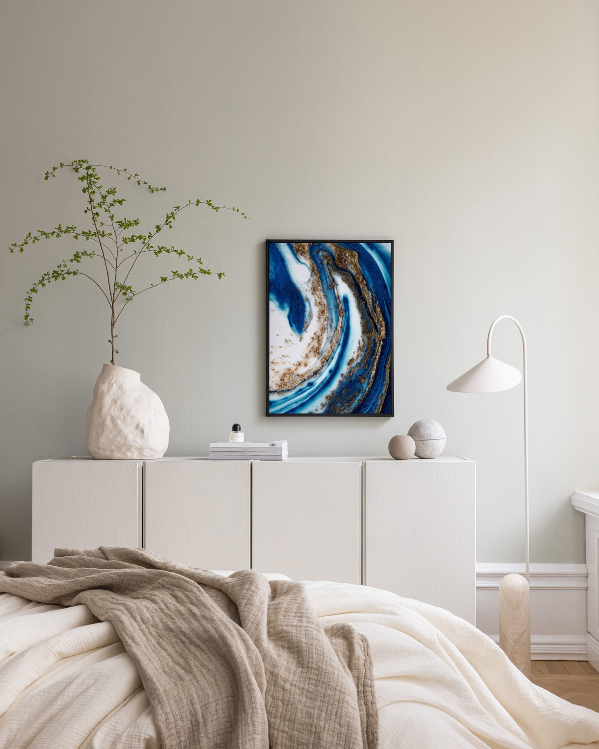 Blue and Gold Swirl No1 Canvas print