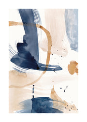 Abstract Blue Brushes No1 Print