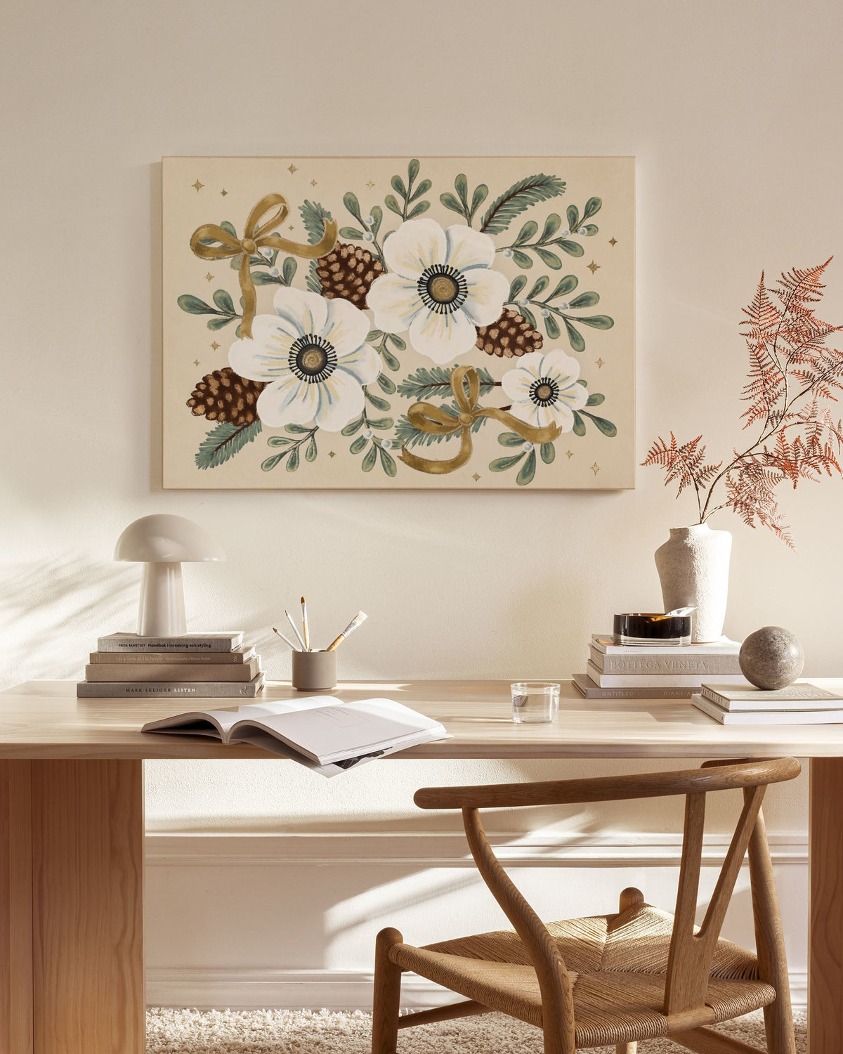 Ribboned Winter Blooms Canvas print