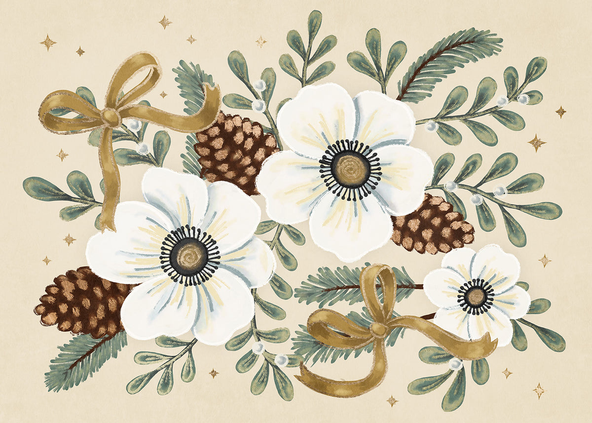 Ribboned Winter Blooms Print
