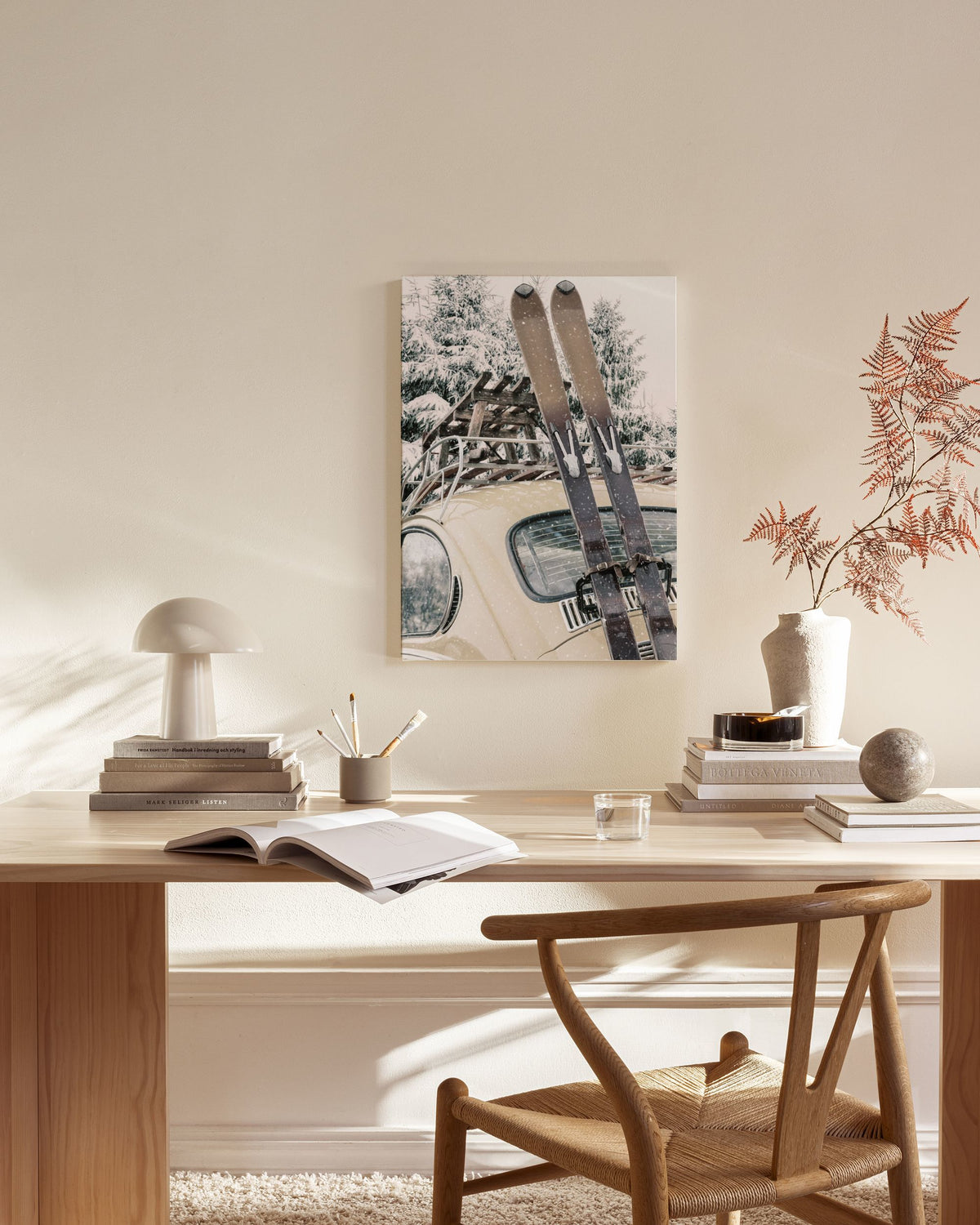 Skis and Snowfall Canvas print