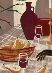 Wine & Pear Still Life Print