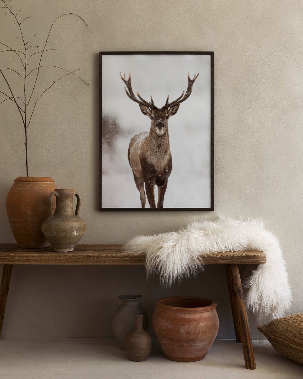 Deer Winter Landscape Print