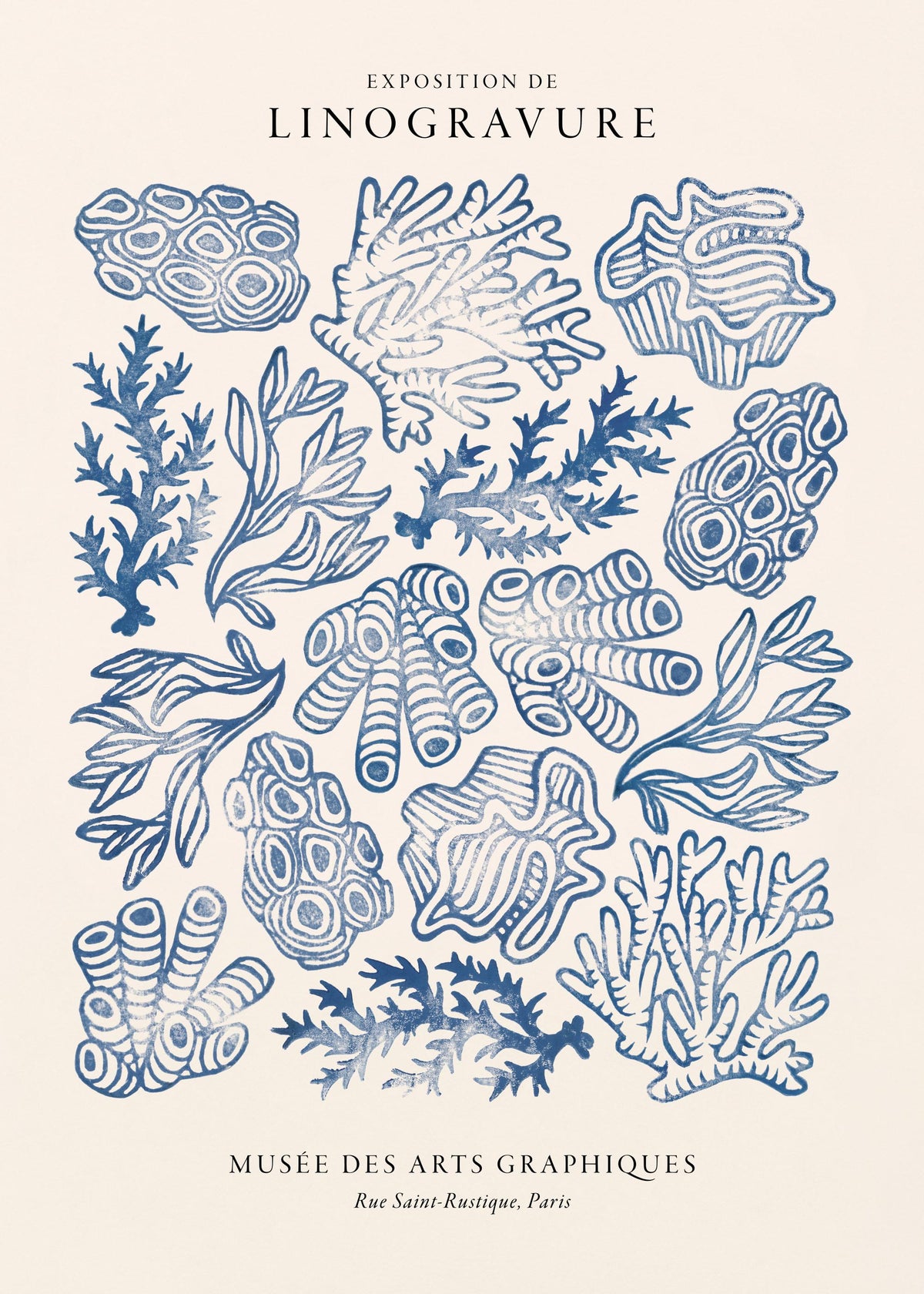 Linocut Corals Print