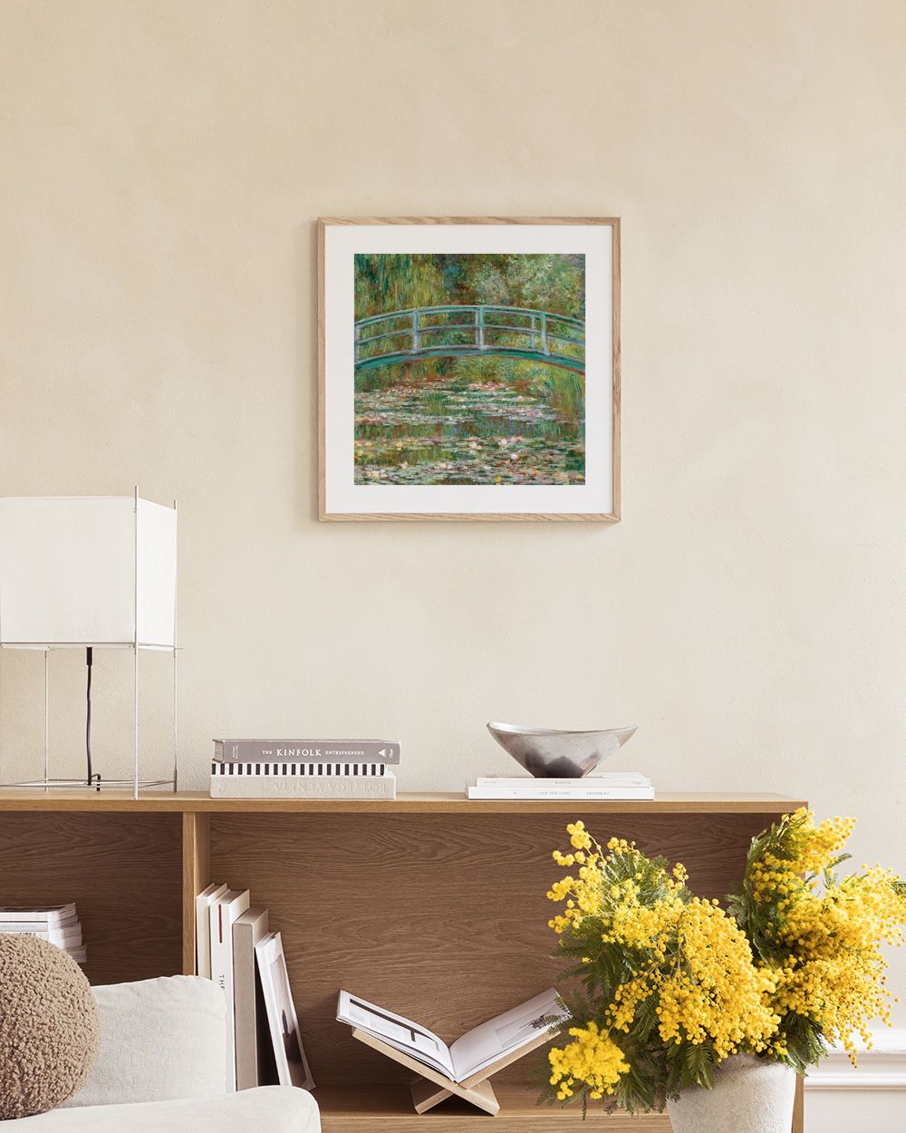 Monet - Bridge Over a Pond of Water Lilies Square Print