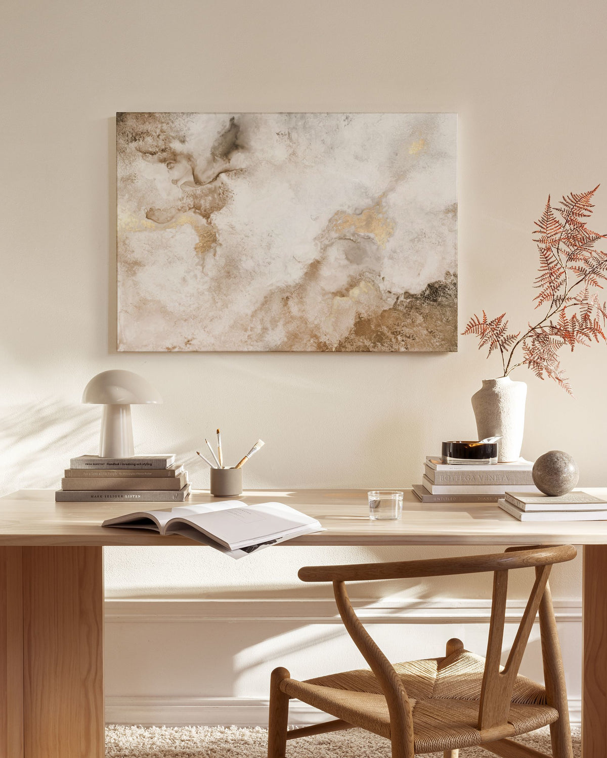 Beige Golden Flow No2 Canvas print