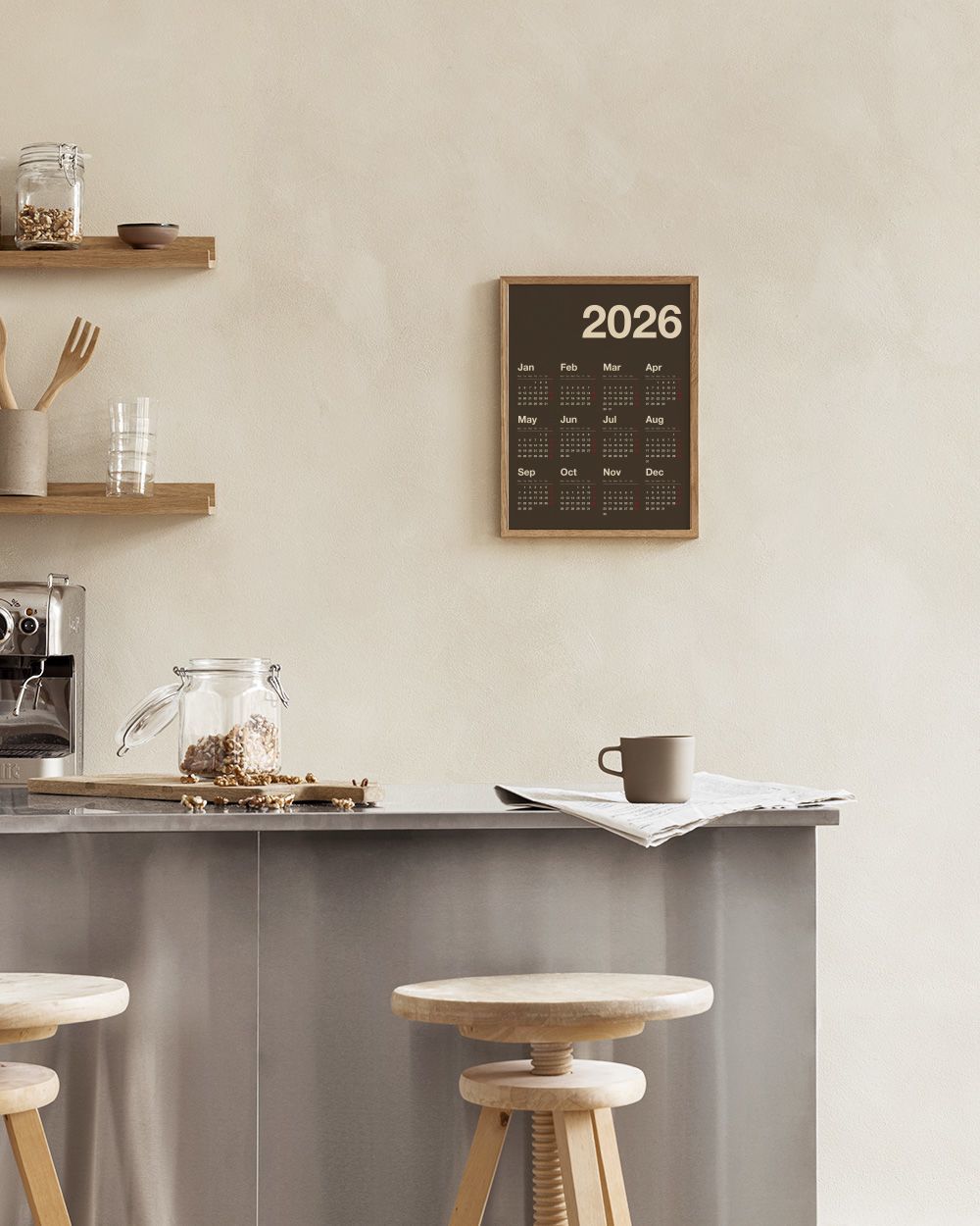 Brown Calendar 2026 Print