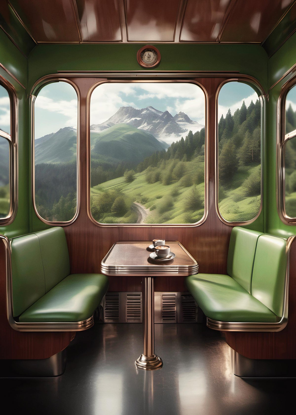 Retro Train View Print