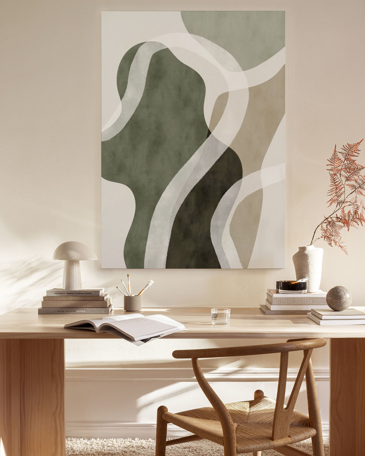 Abstract Green Shapes No1 Canvas print