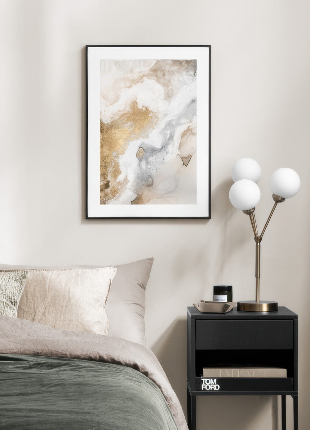 Beige Golden Flow No1 Print
