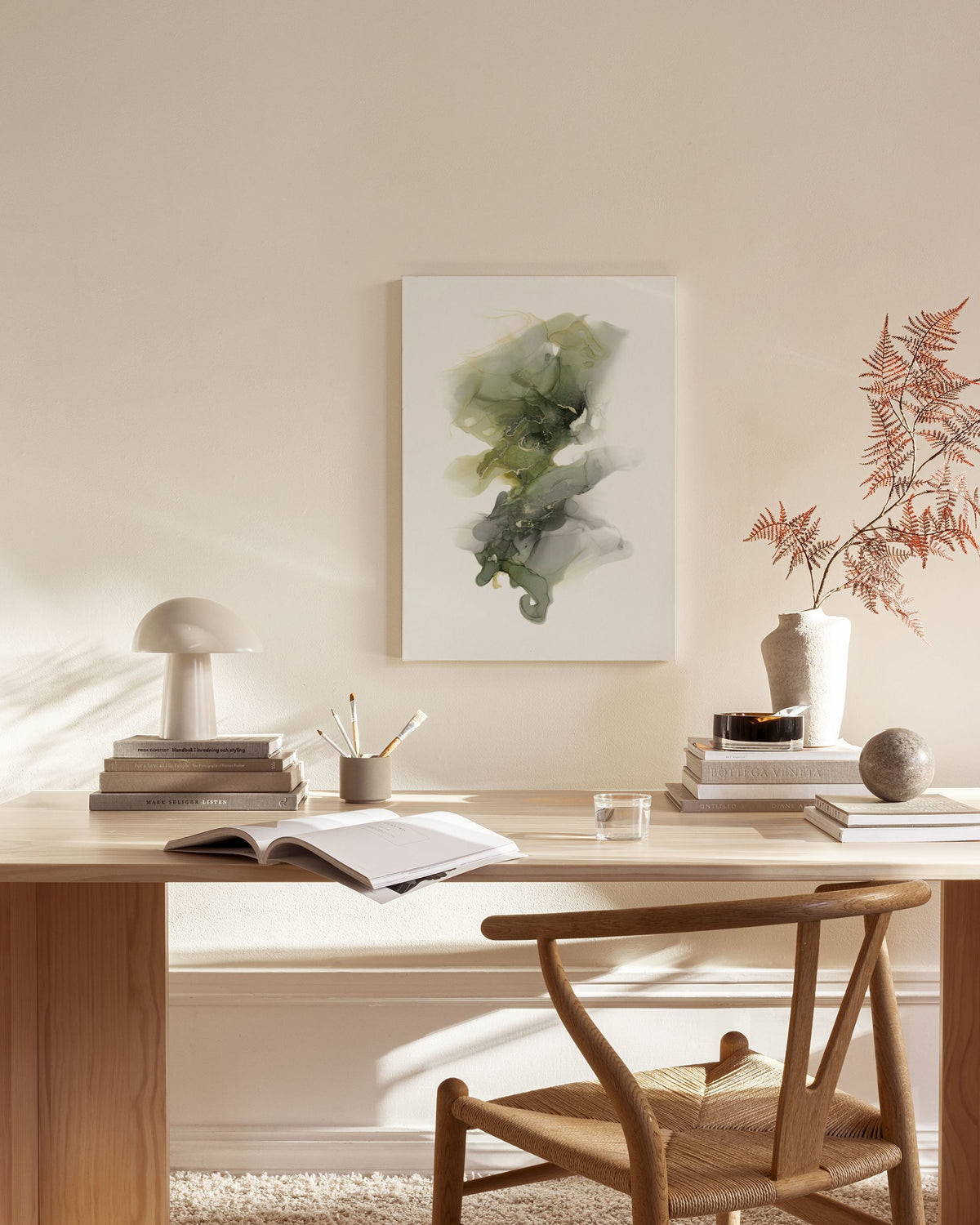 Moss Green Abstract Canvas print