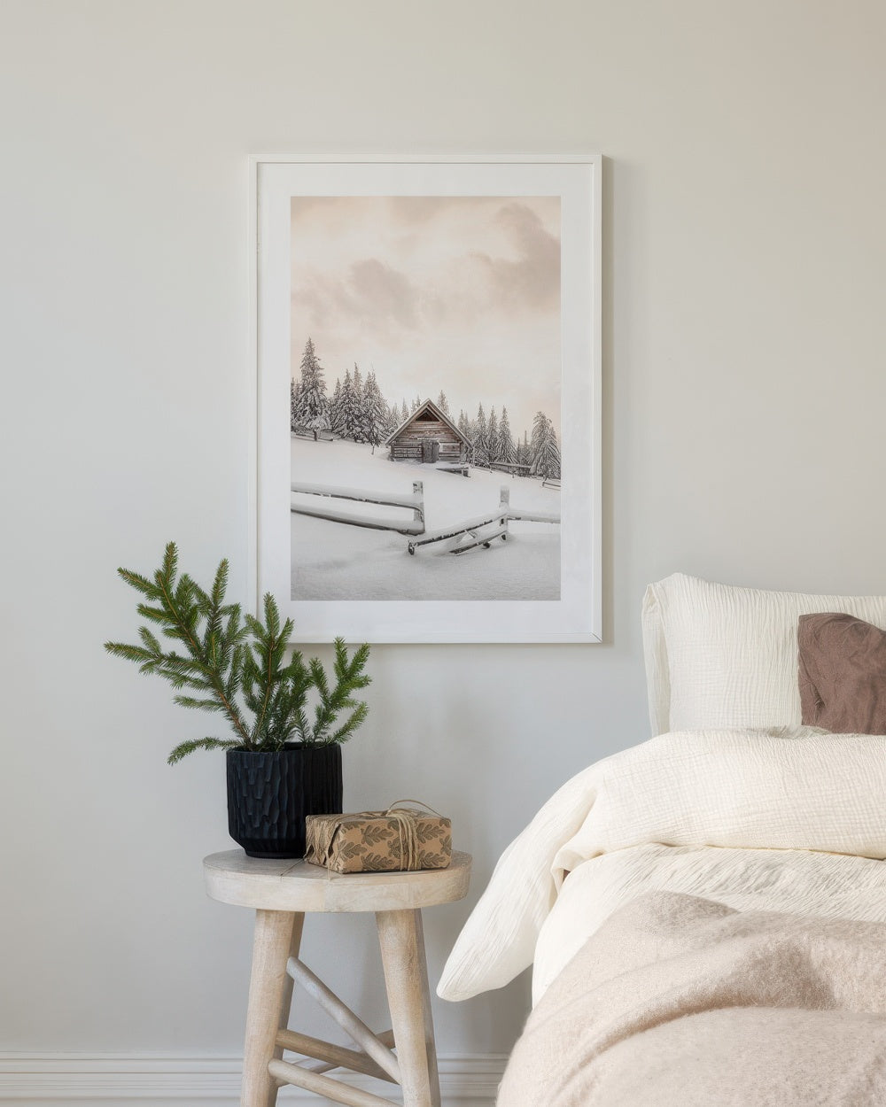 Snowy Cabin Print