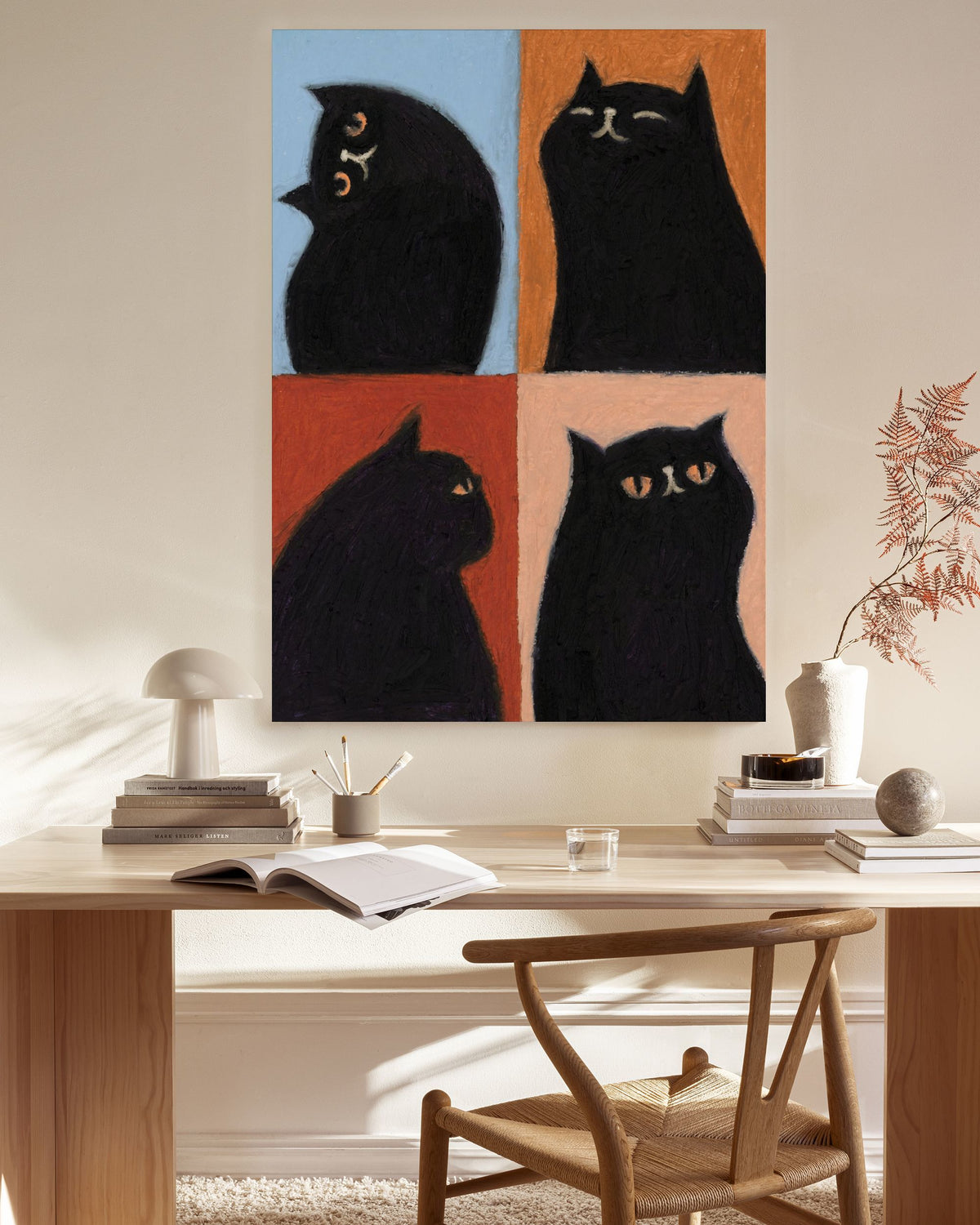 Black Cat Quadrant Canvas print