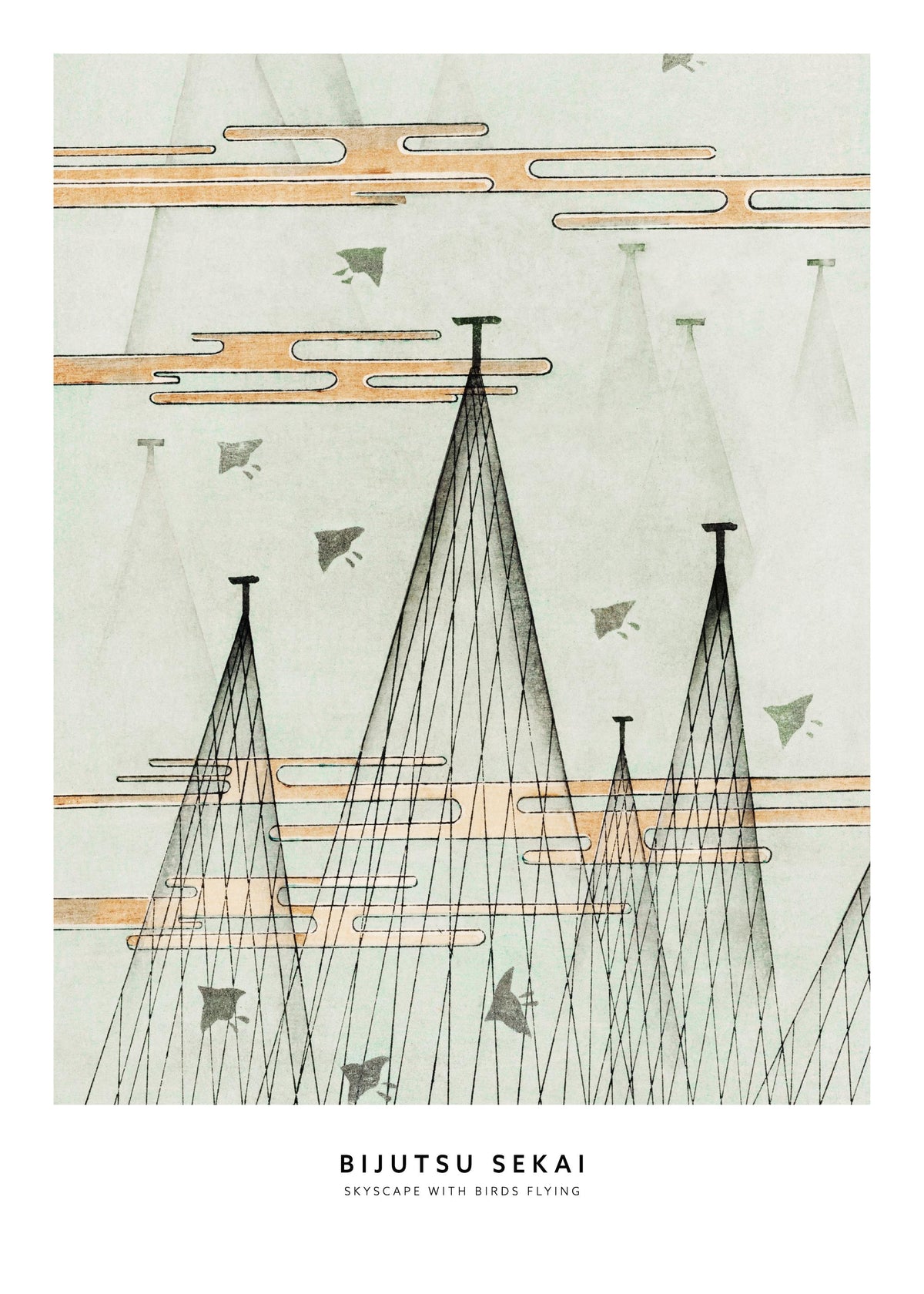 Watanabe Seitei - Skyscape with Birds Flying Print