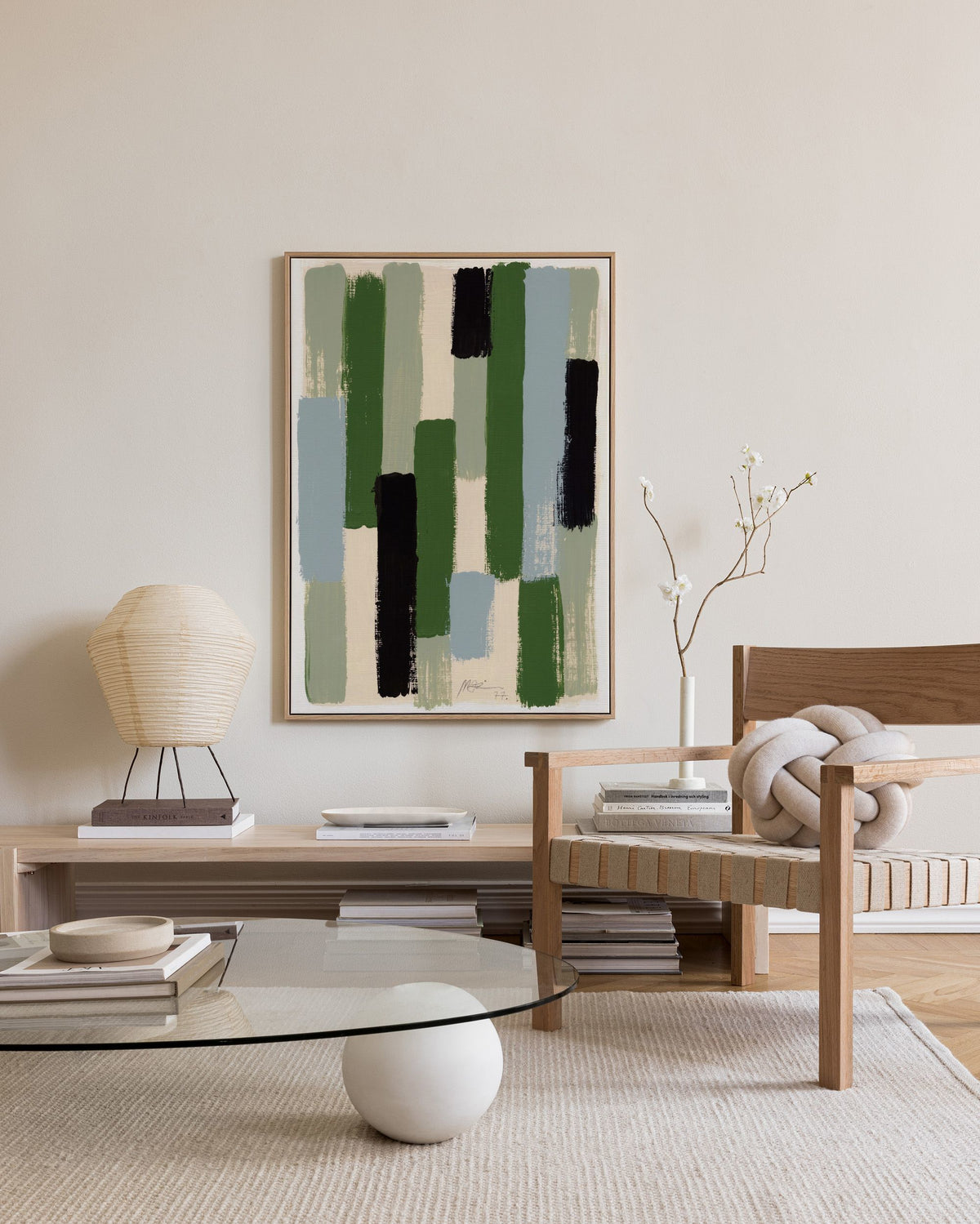 Green Brush Strokes Canvas print