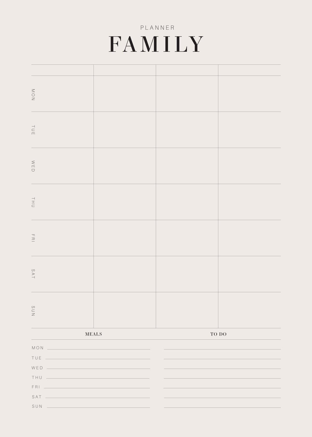 Weekly Family Planner Print