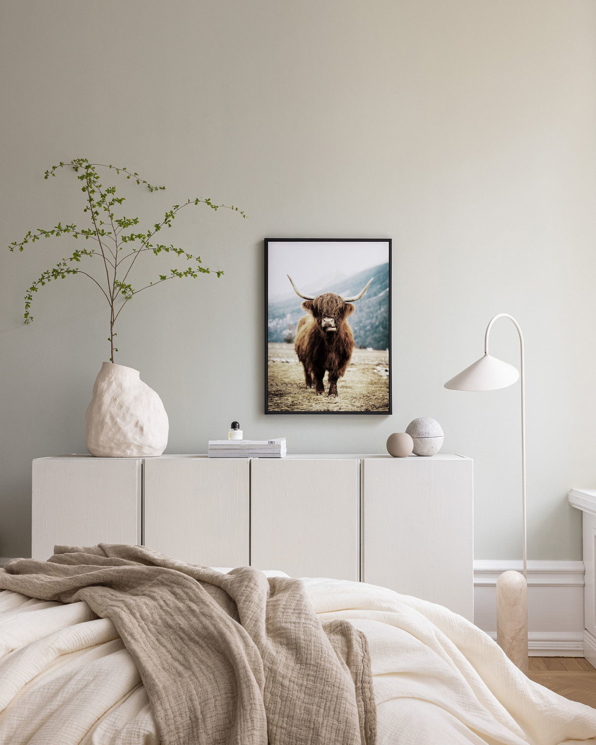 Highland Cattle on Field Canvas print