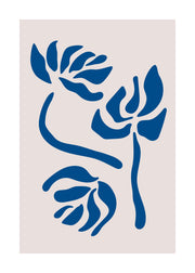 Blue Graphic Flowers Print