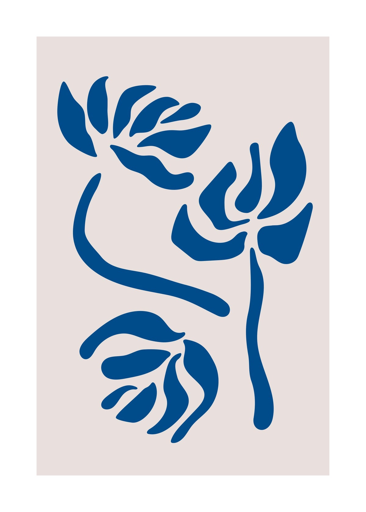 Blue Graphic Flowers Print