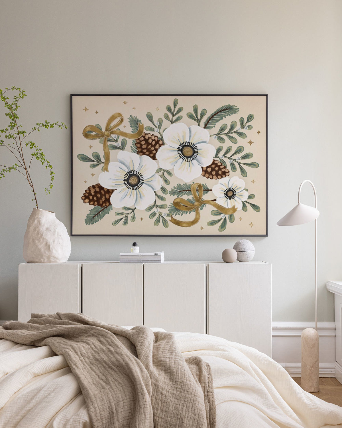 Ribboned Winter Blooms Canvas print
