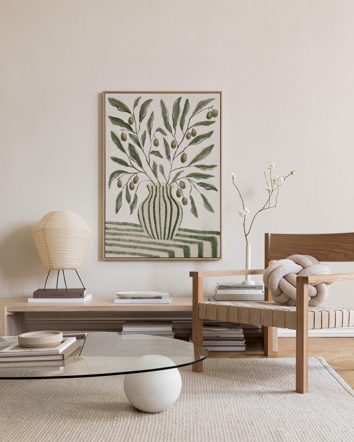Olive Branches in Vase Canvas print
