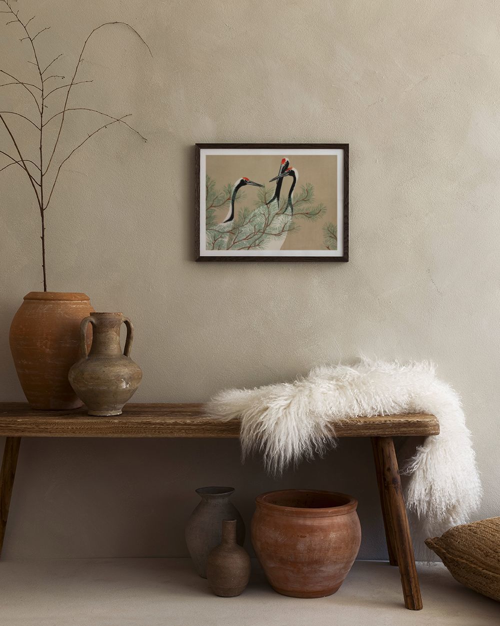 Kamisaka Sekka - Cranes from Momoyogusa Print