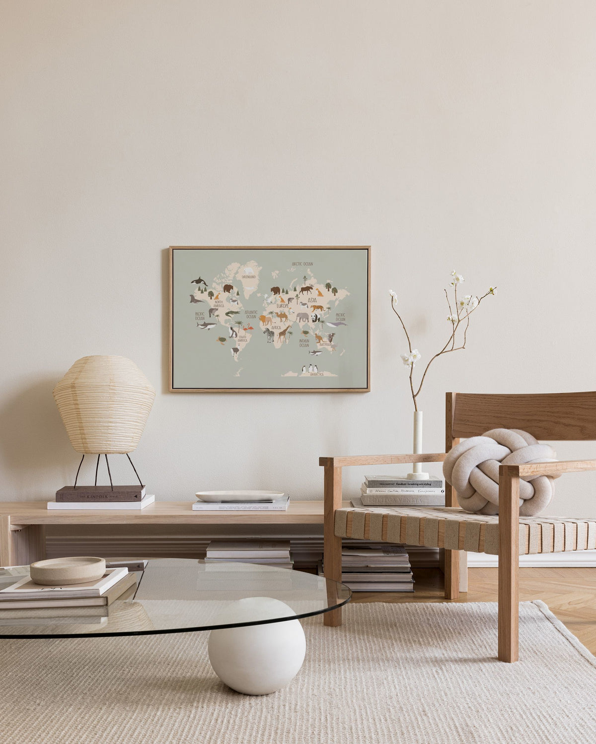 Animals of the World Map Canvas print
