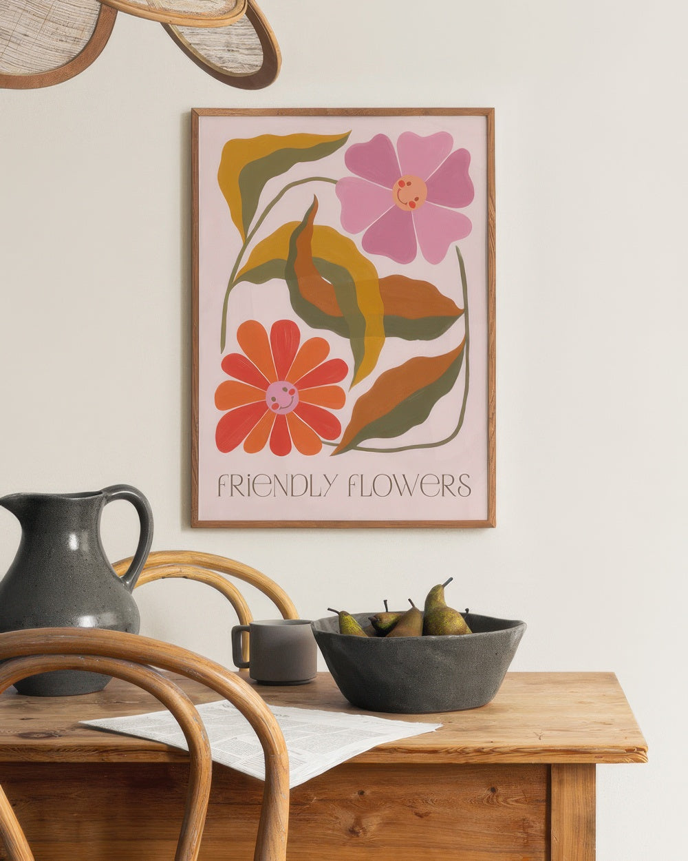 Friendly Flowers Print Print