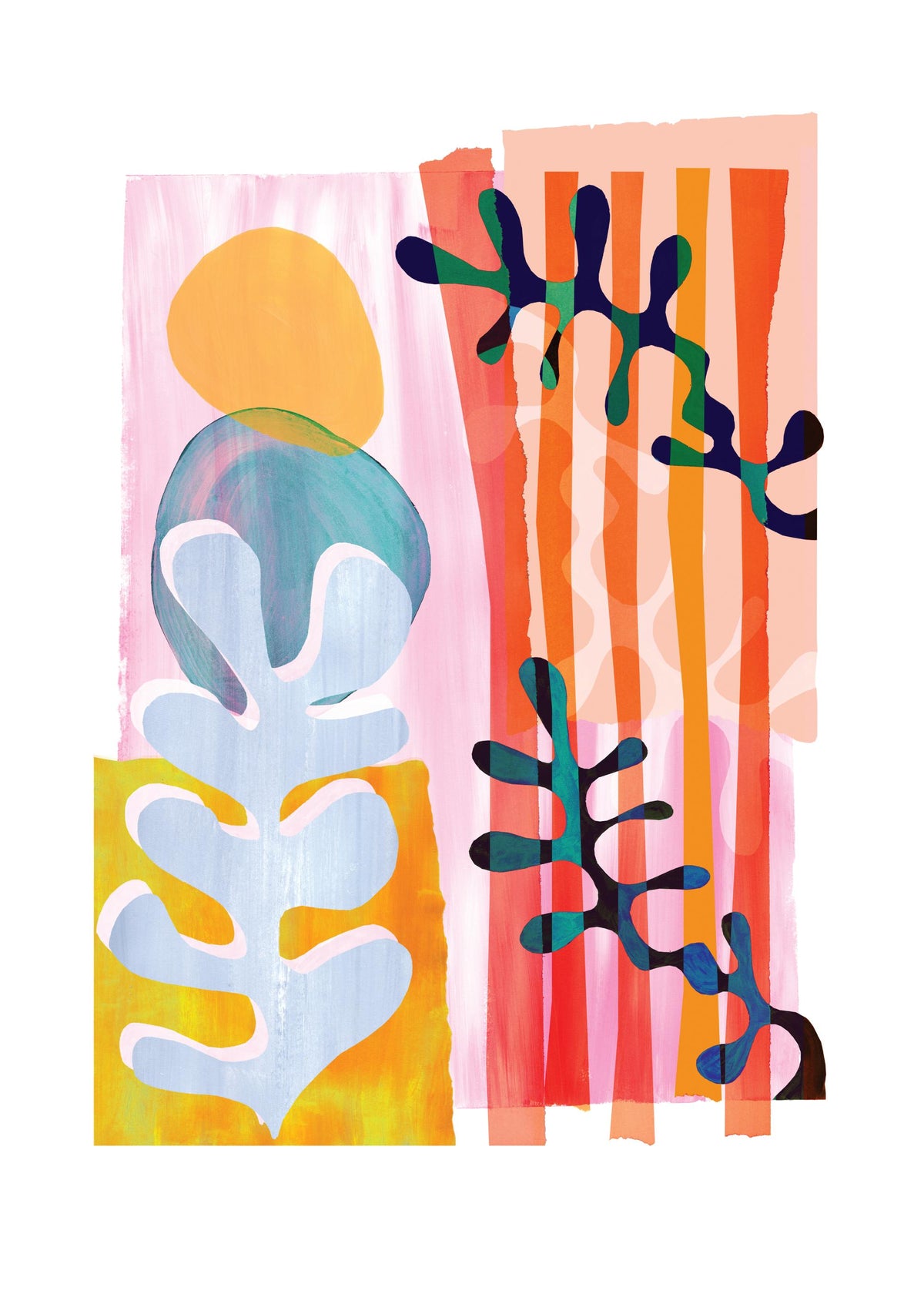 Colourful Abstract Seaweed Leaf Print