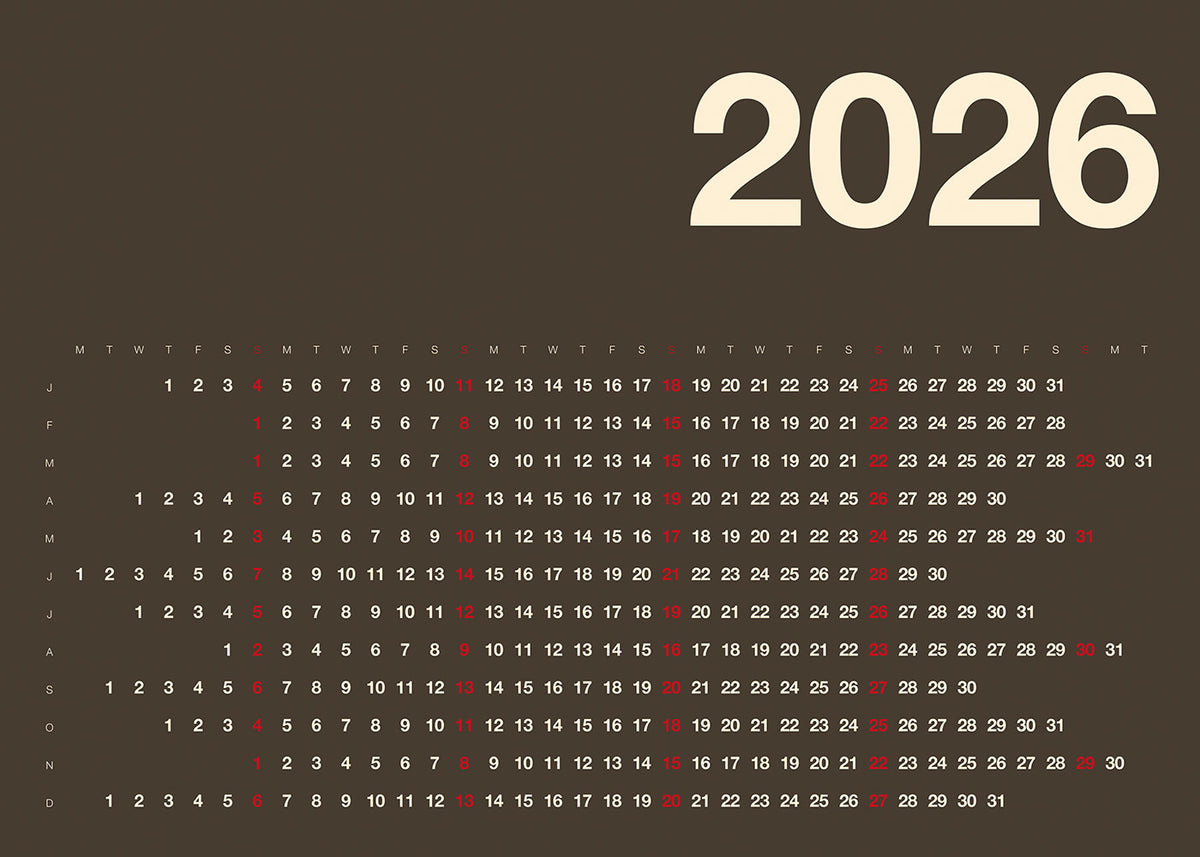 Brown Landscape Calendar 2026 Print