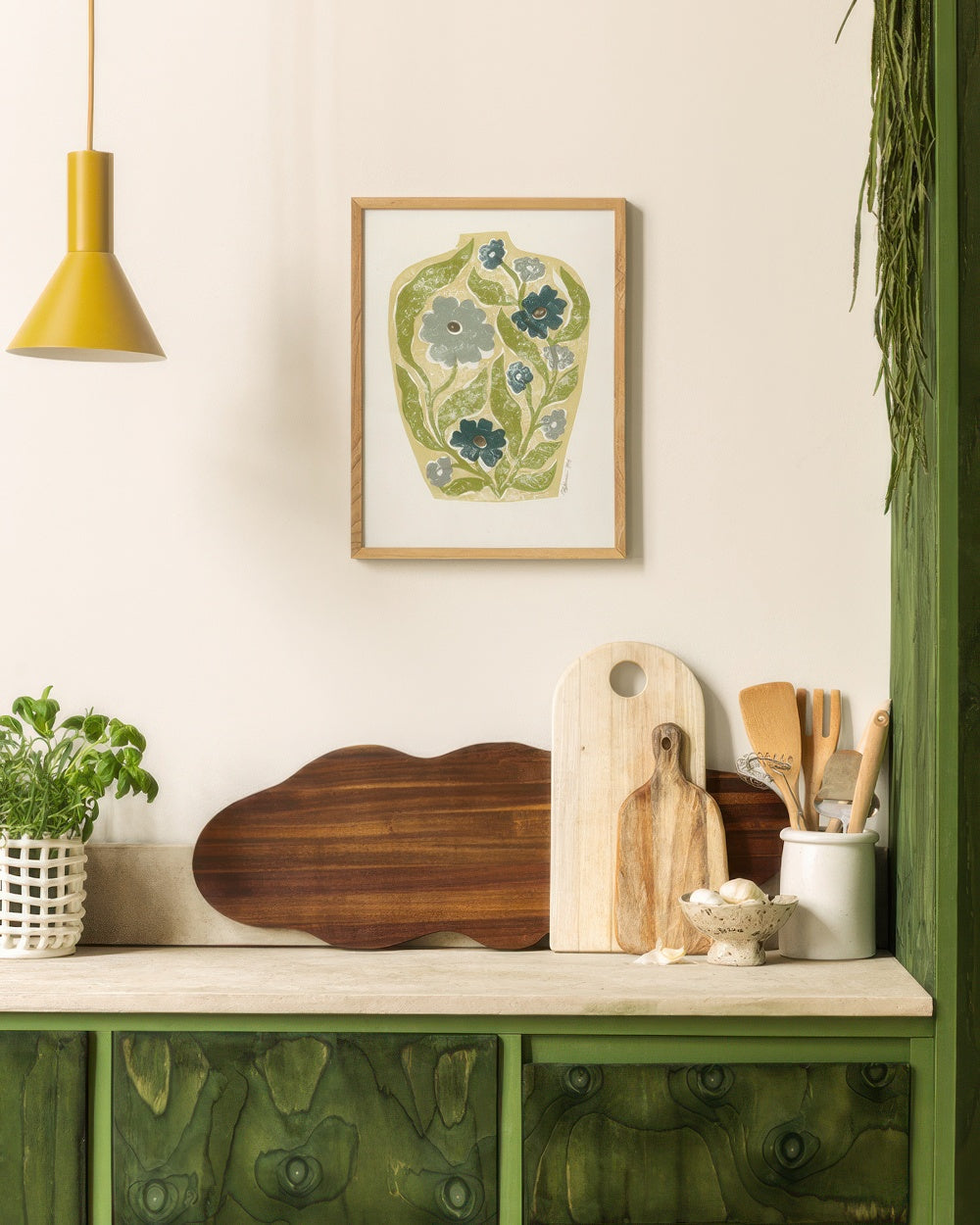 Linocut Vase Print