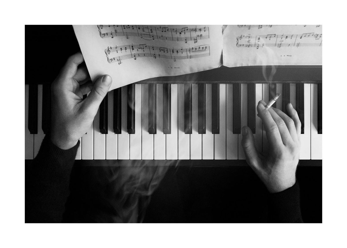 Smoking by the Piano Print