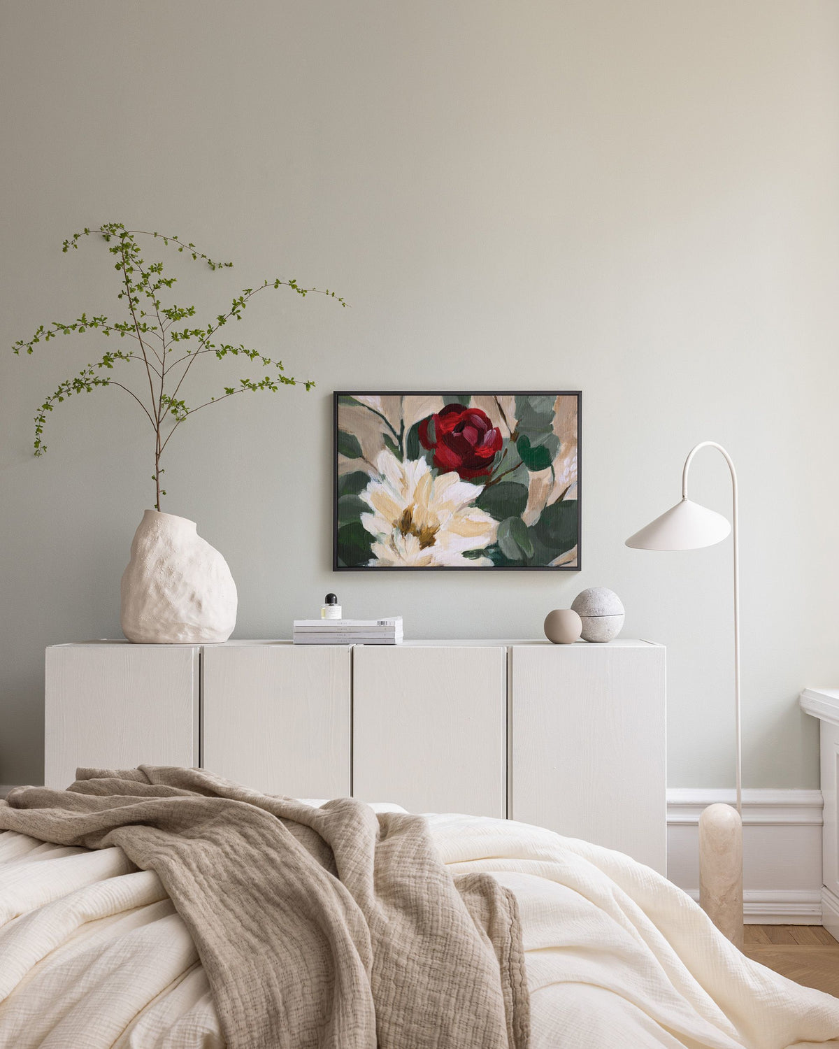 Crimson and Cream Blooms Canvas print
