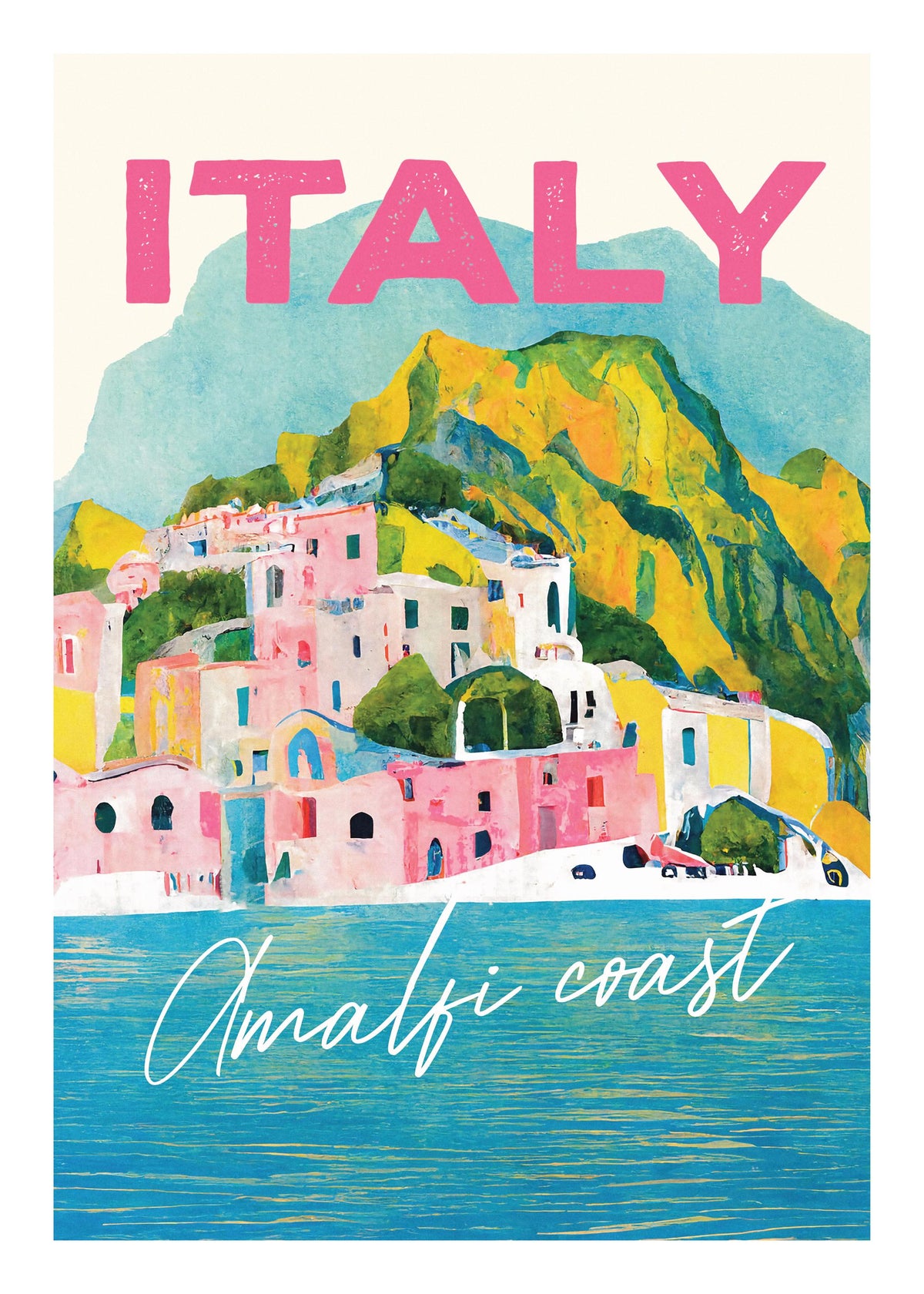 SipCircle - Italy Amalfi Pastel Coast Print