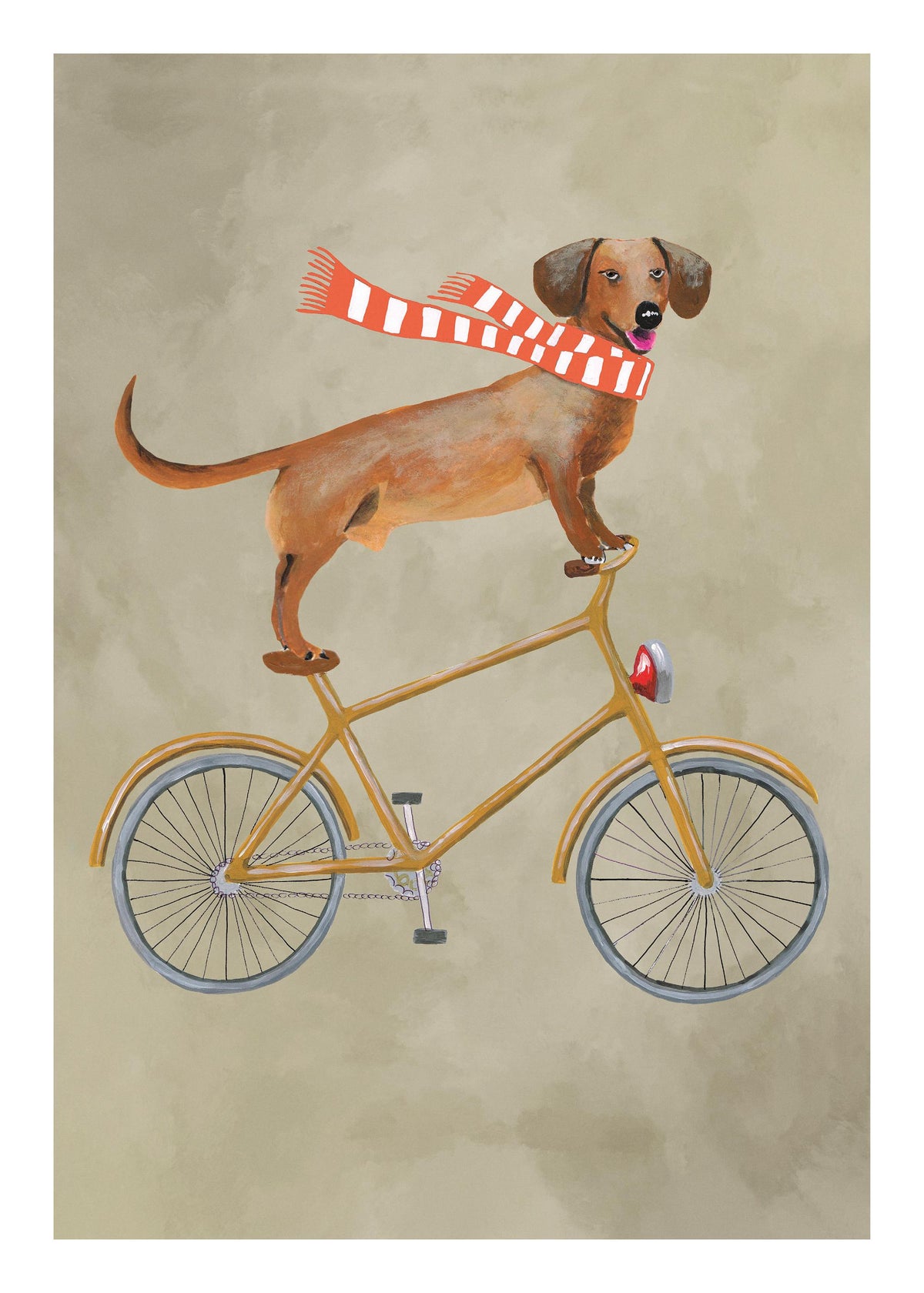 Coco De Paris - Dachshund on Bicycle in the Winter Print