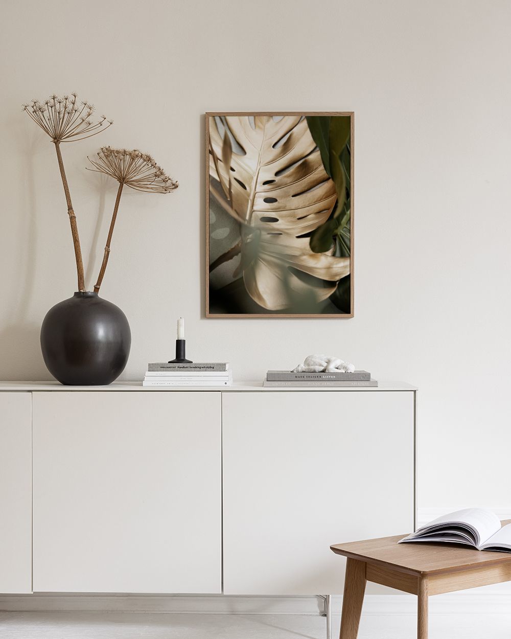 Golden Monstera leaves Print