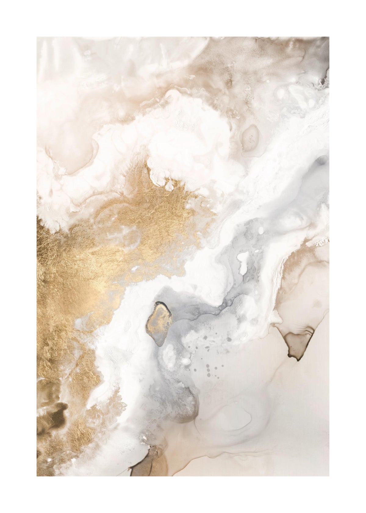 Beige Golden Flow No1 Print