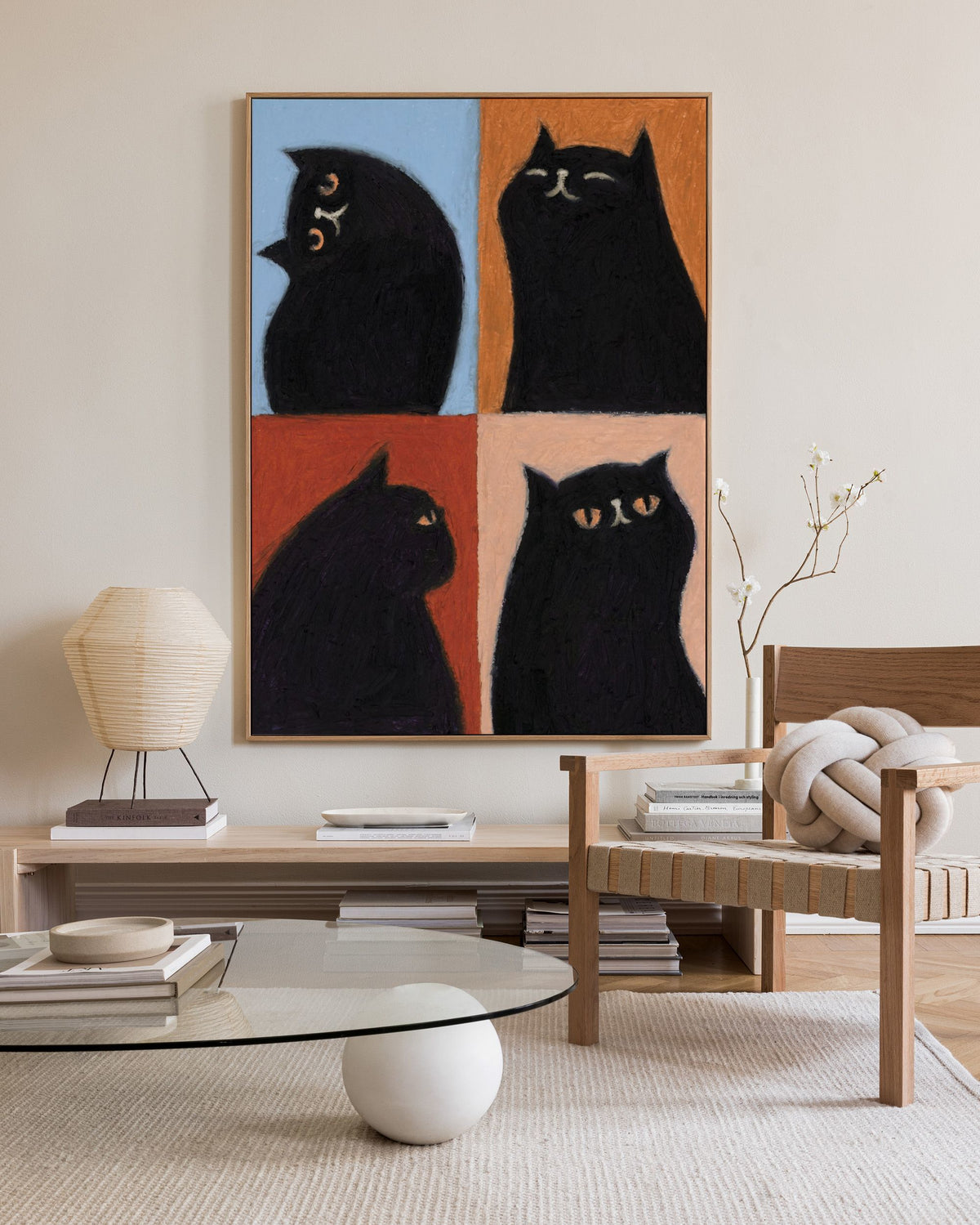Black Cat Quadrant Canvas print