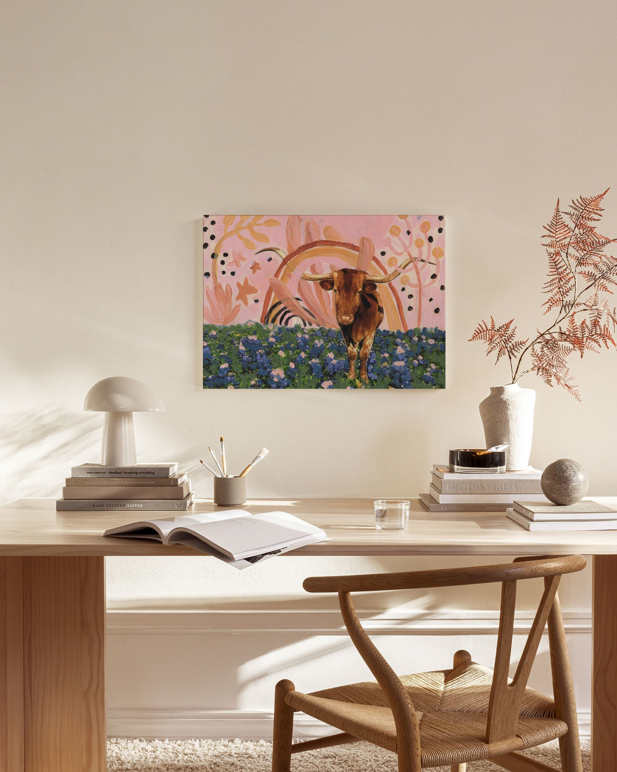 Eleanor Baker - Rainbow Longhorns Canvas print