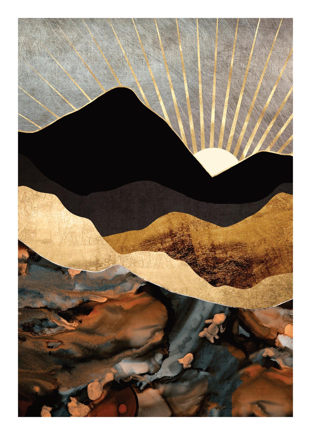 SpaceFrog Designs - Copper And Gold Mountains Print