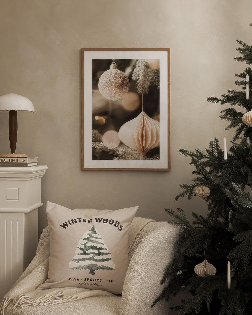 White Ornaments Print