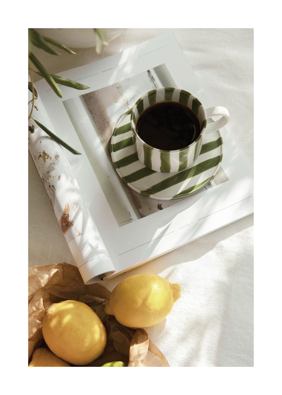 Striped Coffee Cup Print