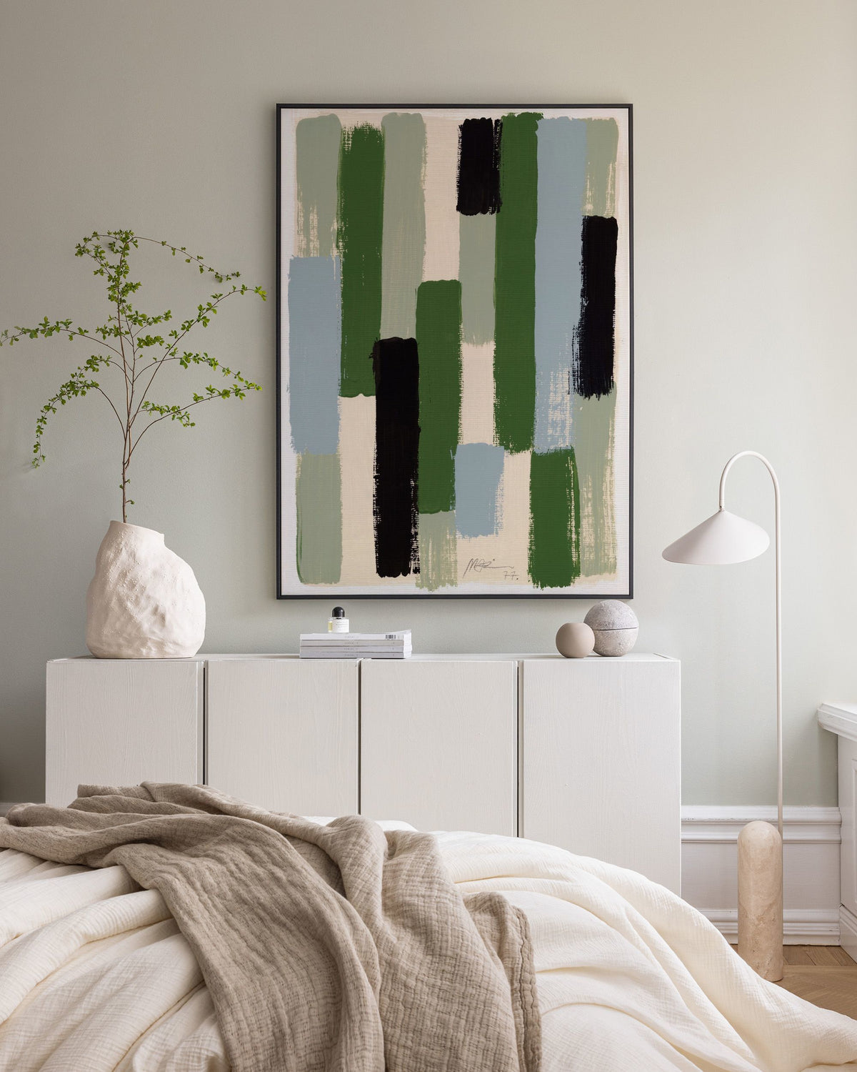 Green Brush Strokes Canvas print