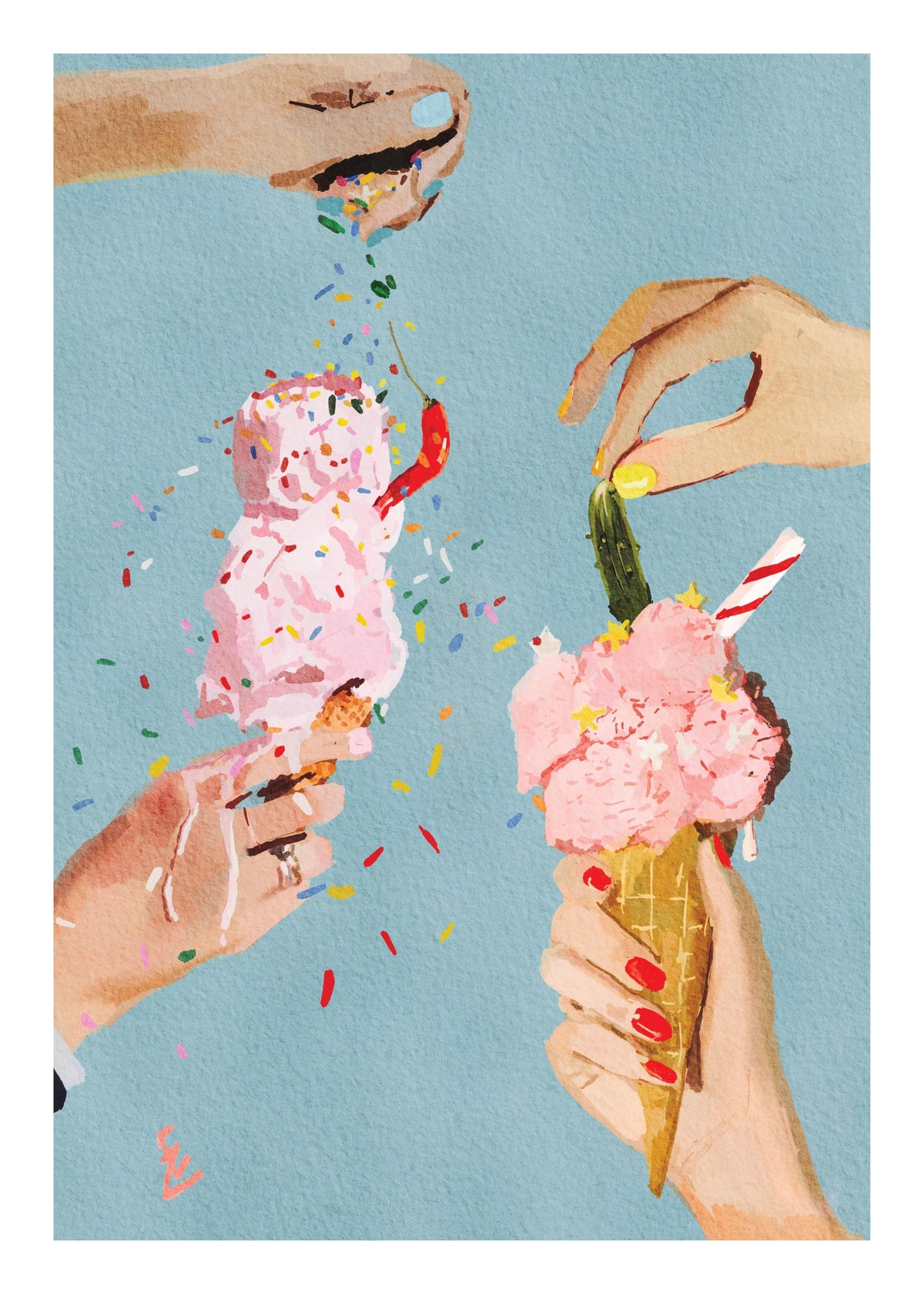 Ekaterina - Zagorska - Pickle & Chili Ice Cream Print