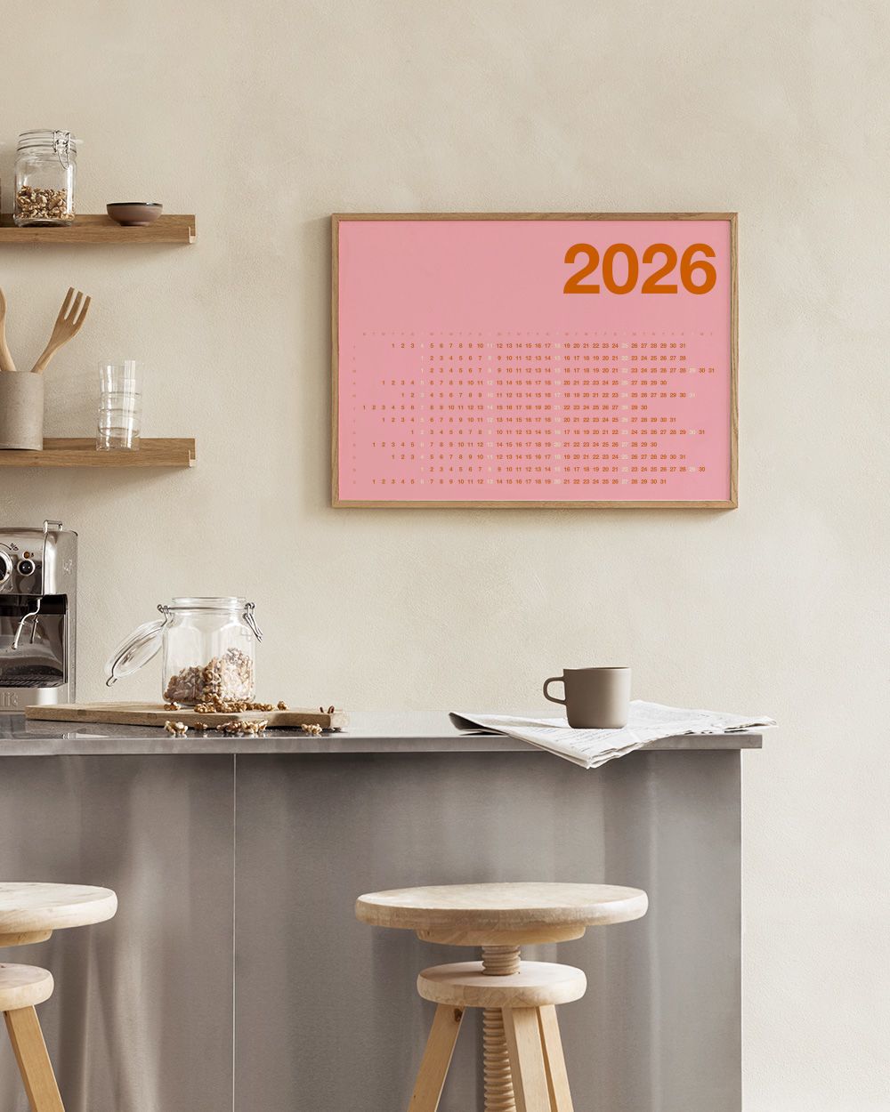 Pink Landscape Calendar 2026 Print