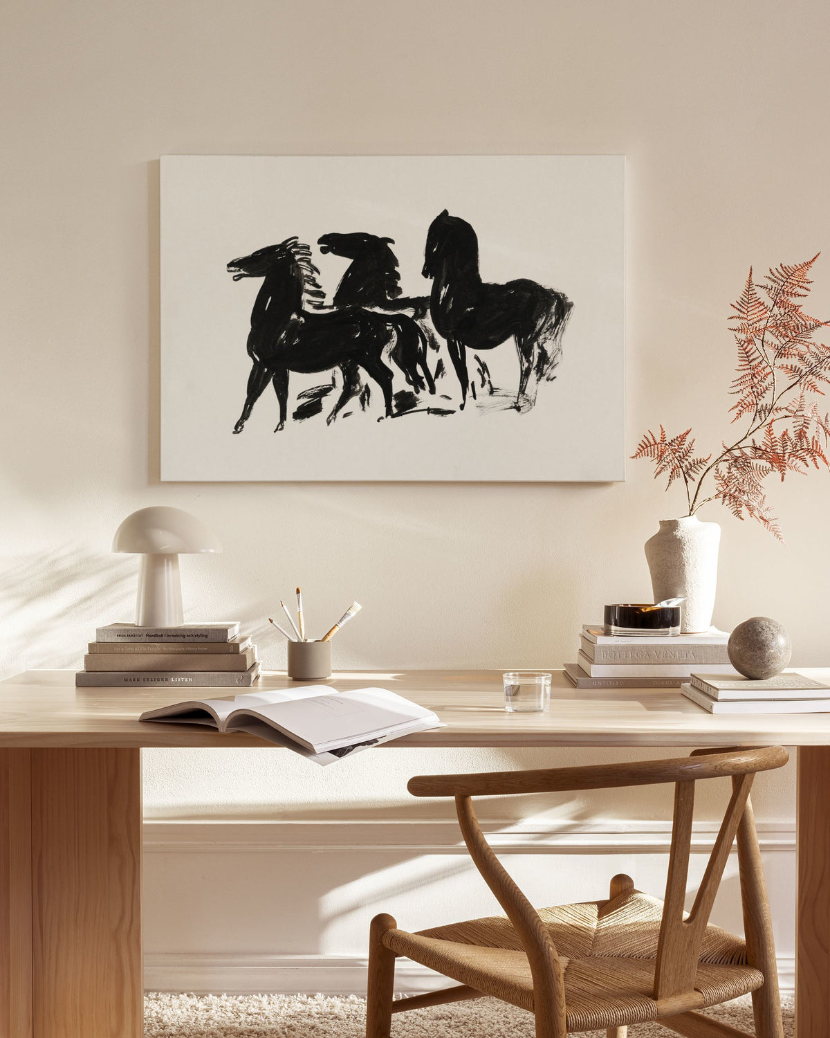 Leo Gestel - Three Black Horses Canvas print