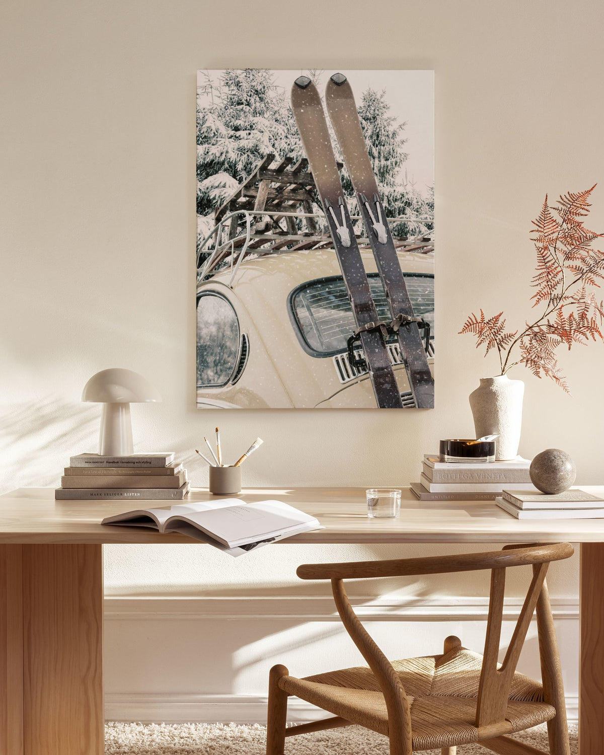 Skis and Snowfall Canvas print