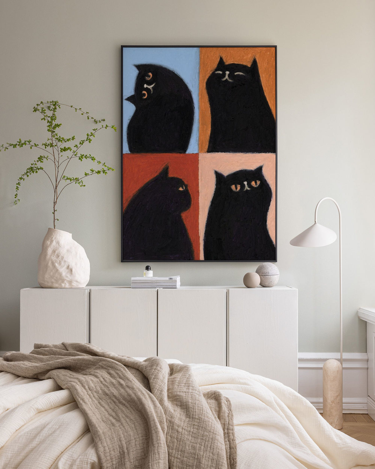 Black Cat Quadrant Canvas print