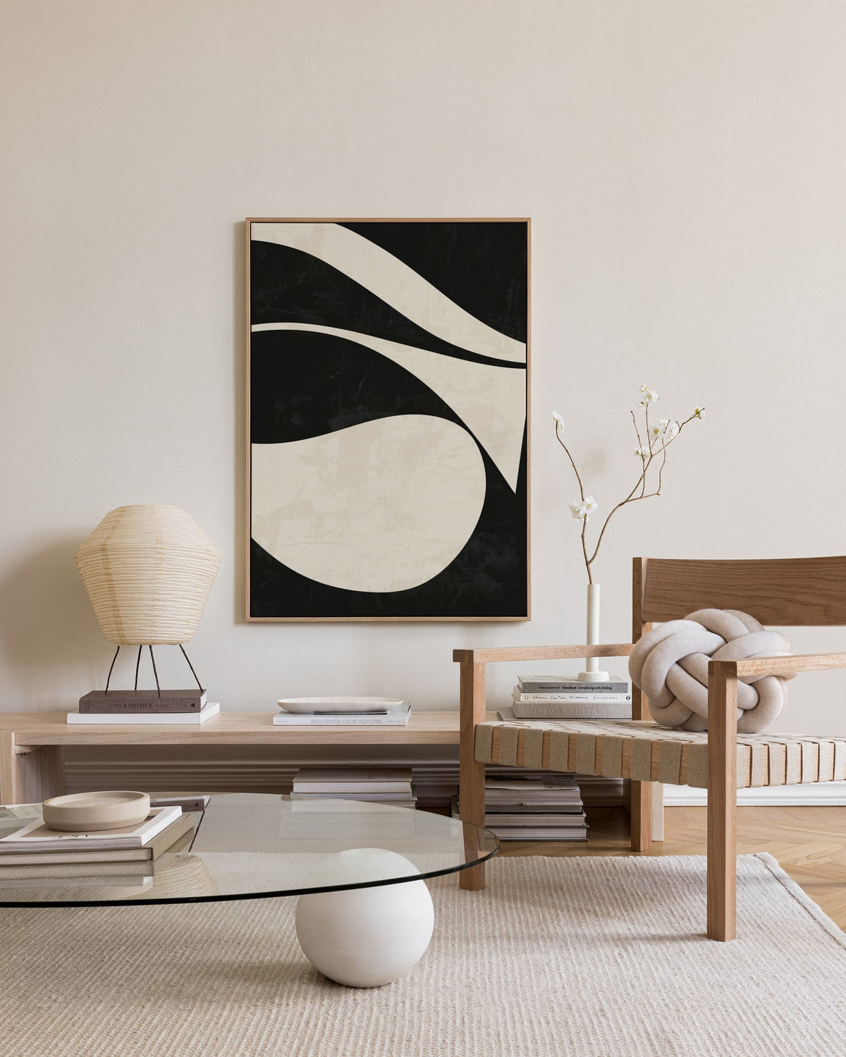 Black and Beige Centerpiece No1 Canvas print